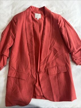 Poetry Coral Burnt Coral Red Open-Front Blazer